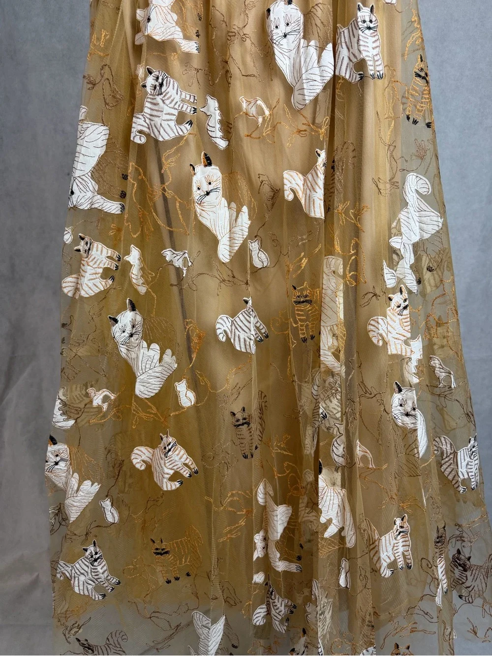 Geisha Designs Appliqué Maxi Skirt Anthropologie Cat Print NWT XL - Picture 7 of 10